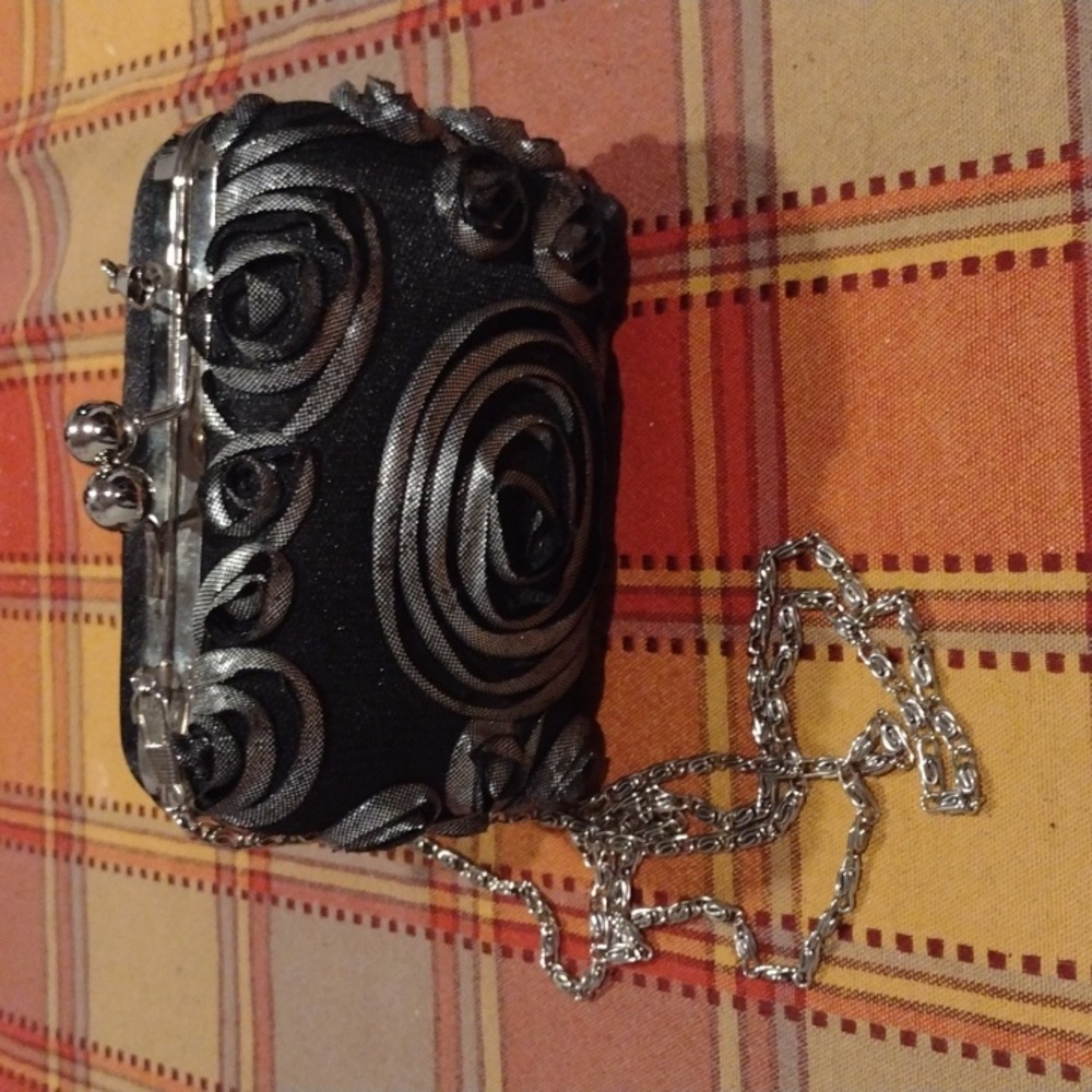 A little black and silver mini evening purse
